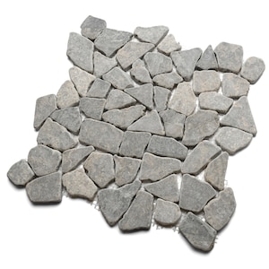 CNK Tile Grey Stone Mosaic Tile Hand-Sorted Natural Pebble Sheet Mesh-Backed 12&quot; x 12&quot; Indoor Outdoor Use Bathroom Shower and Fireplace