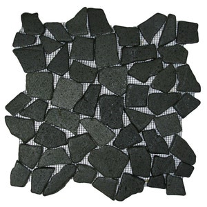 CNK Tile Handmade Glazed Black Pebble Tile for Mosaics Showers Backsplashes Flooring and Eco-Friendly Durable - Mosaic 1 sq. ft.