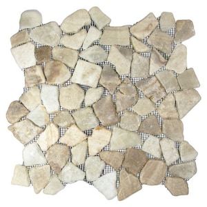 CNK Tile Handmade Pebble Tile - Glazed Quartz Mosaic for Mosaics Showers Flooring Backsplashes and Natural Stone - 1 sq ft.