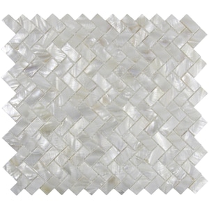 Hand Made Mother of Pearl Tile - White Herringbone. - Use for Mosaics, Showers, Flooring, Backsplashes and More!