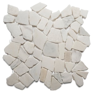 CNK Tiles Milky White Pebble Stone Mosaic Tile 12&quot; X 12&quot;—Modern Tiles for Walls Floors and Backsplashes Mesh Backing or Paper-Faced Sheets