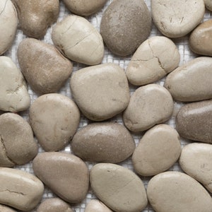 CNK Tile Natural Stone Glazed Java Tan White Pebble Tile for Showers ...