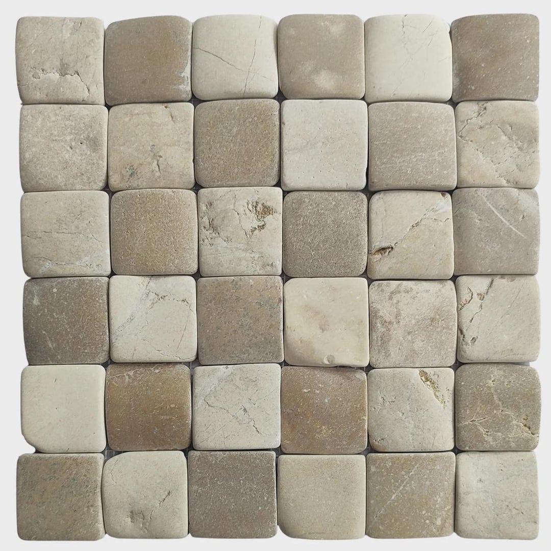 Mosaic Java Lago CNK Mix White and Java Tan Pebble Square Mosaic Tile Bathroom, Kitchen ...