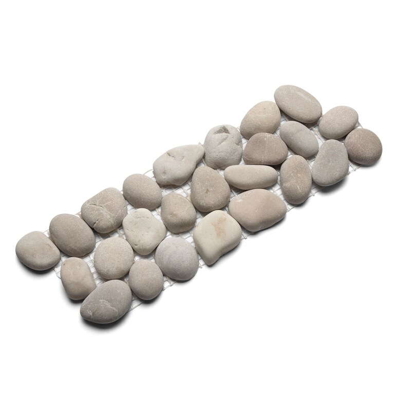 CNK Tile Java Tan Pebble Tile Border Natural Stone Mosaic Mesh Backed ...