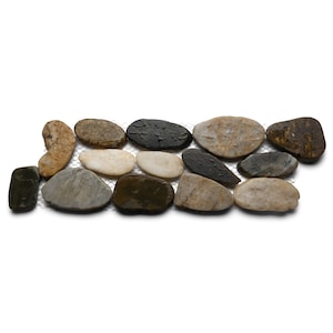 CNK Tile Natural River Stone Tile Border - Hand-Sorted Pebble Tiles (3/4&quot; to 2-1/2&quot;) for Bathroom Backsplashes Mesh-Backed - 1 sq. ft