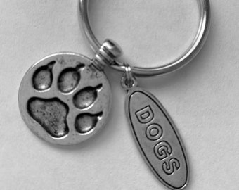 Paw Print, Charm with the words "Dog", A gift for all dog lovers