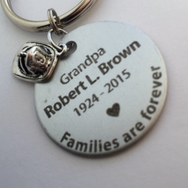 Personalized Memorial keepsake for family and loved ones.  In honor of a loved one who has passed.  Tribute keyring.