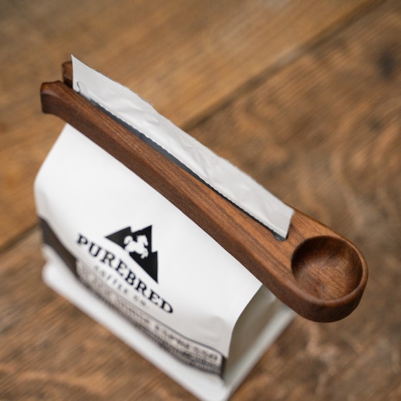 Handcrafted Walnut Coffee Scoop – Bag Clip, Kitchen Tool