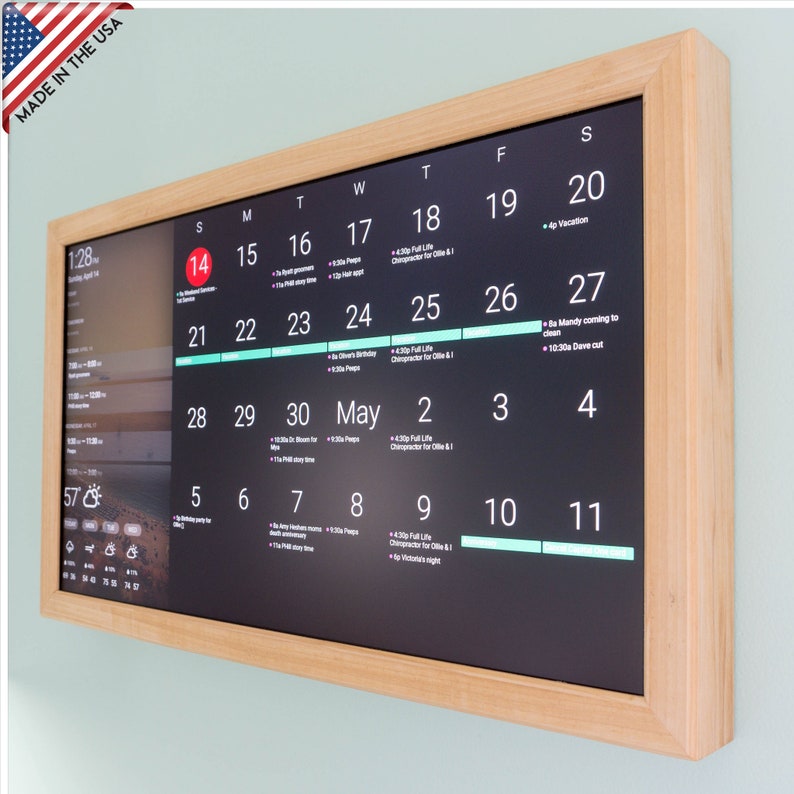 24 Digital Wall Display Smart Screen Wifi Calendar Raspberry Pi Smart Hub Smart Home Maple