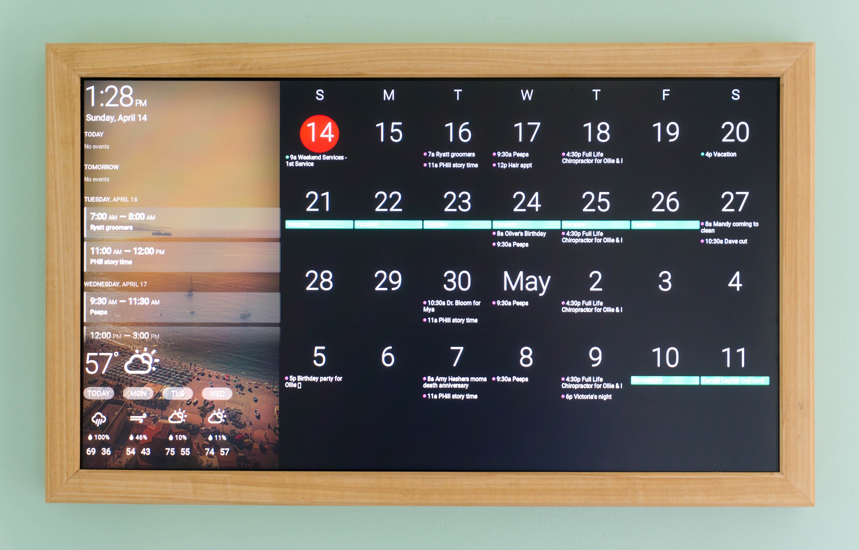 24 digital wall display smart screen wifi calendar - etsy