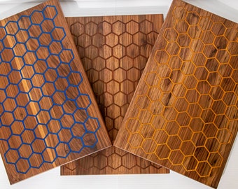 Large 12" x 18" Honeycomb Serving Board | Charcuterie | Walnut
