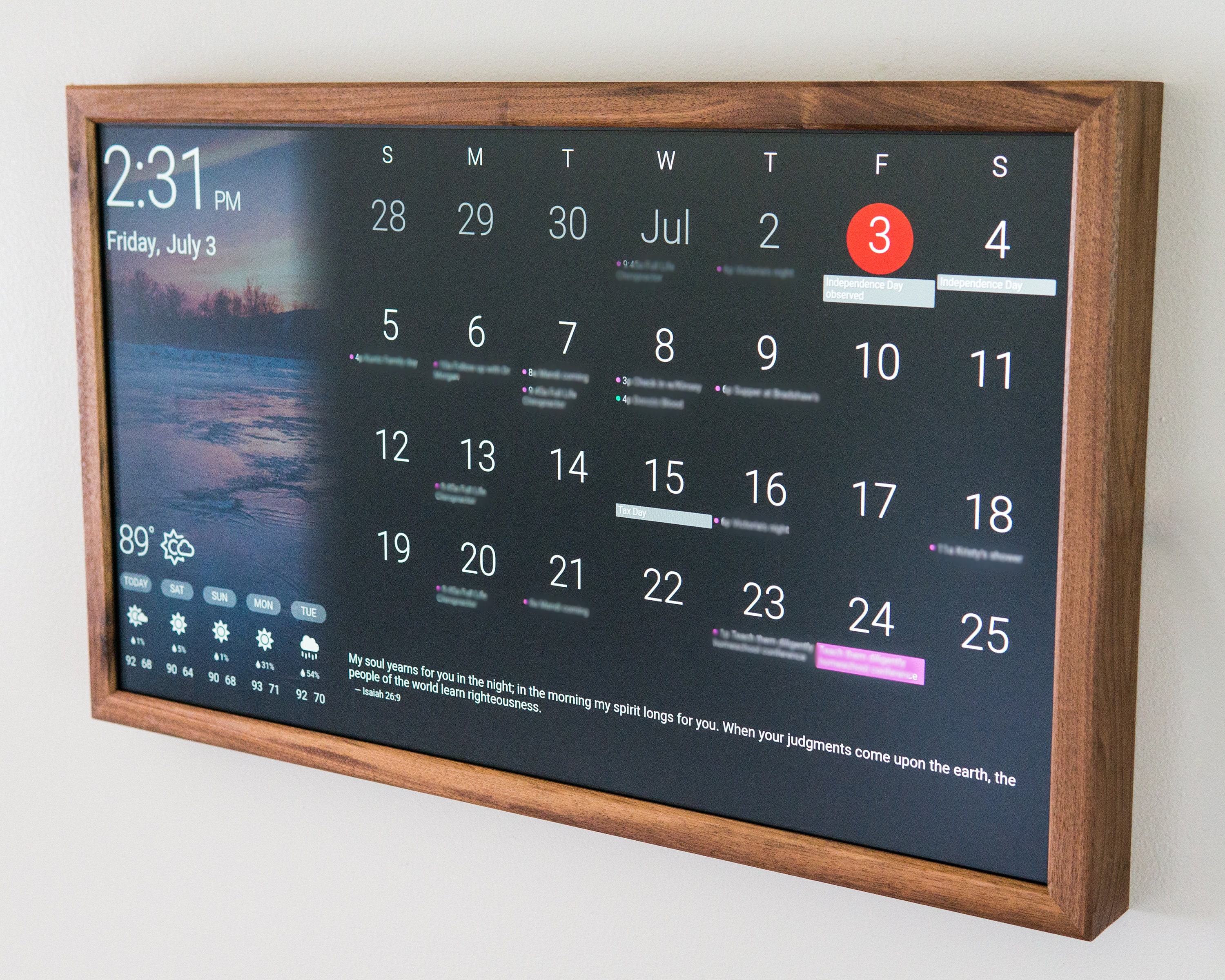 Raspberry Pi Digital Wall Calendar - Diane Florida