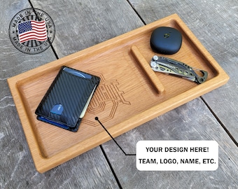 Custom Engraved Wood Catch All Tray | Handmade Key Valet