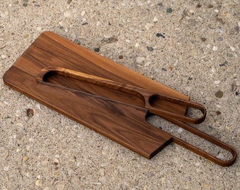Handcrafted Walnut Cutting Board & Bread Bow Knife Set