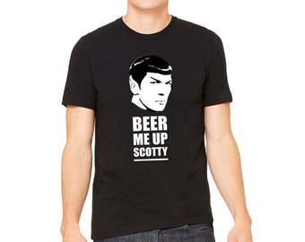 Spock Tee for Trekkies, Beer Me Up Scotty, St Patricks Star Trek, Comic T-Shirt, LJ #10