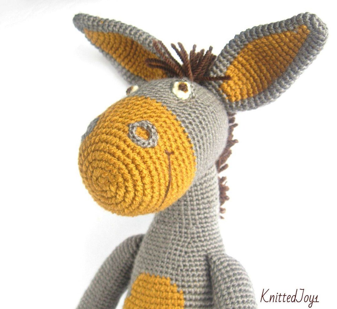 Handmade Crochet Donkey Toy in Purple Hoodie