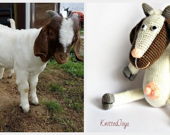 custom stuffed animals amigurumi animal Plush Goat  toys Farm animals Amigurumi Crochet animal Plush farm animal Crochet toy  Soft goatling