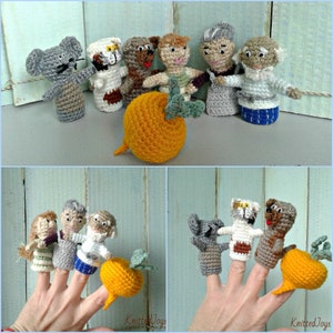Puppen Gehäkelte Fingerspielzeug Gehäkelte Bauernhof Tiere Märchen &quot;Repka&quot; Set 7 Stk Fingerpuppe