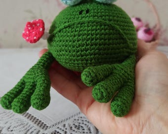 frog with mushroom plushie