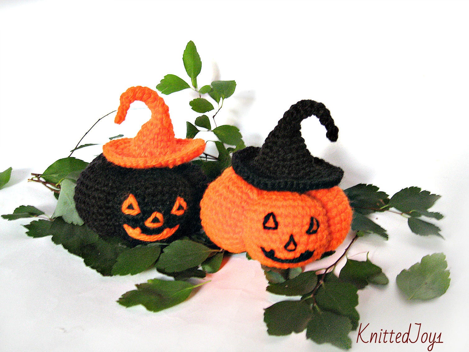 Crochet Pumpkin Decorated pumpkins Halloween pumpkin Set 2 | Etsy
