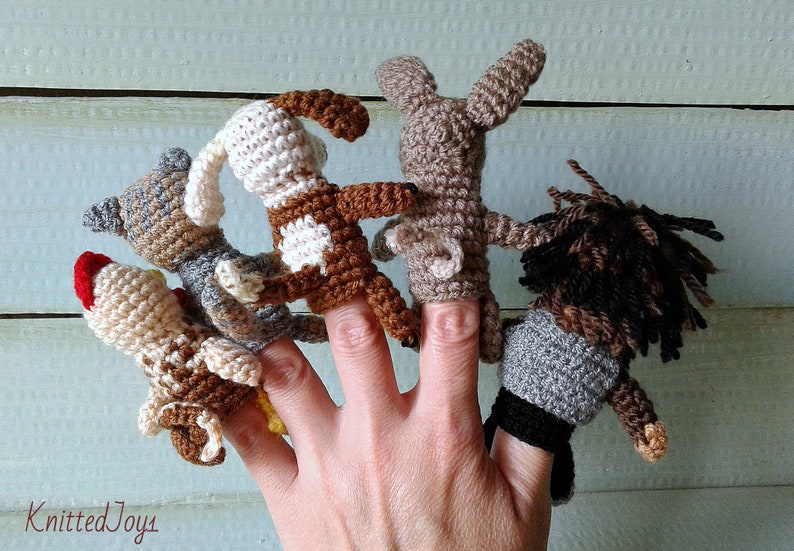 Crochet finger puppets crochet neutral animals Finger puppets Etsy