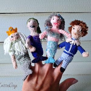 Mermaid Finger Puppets: Handmade Plush Toys, Set of 4