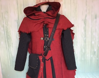 full fantasy costume, warrior, gambeson, trousers, livery, jacket, bag, larp, grv, role-playing costume,