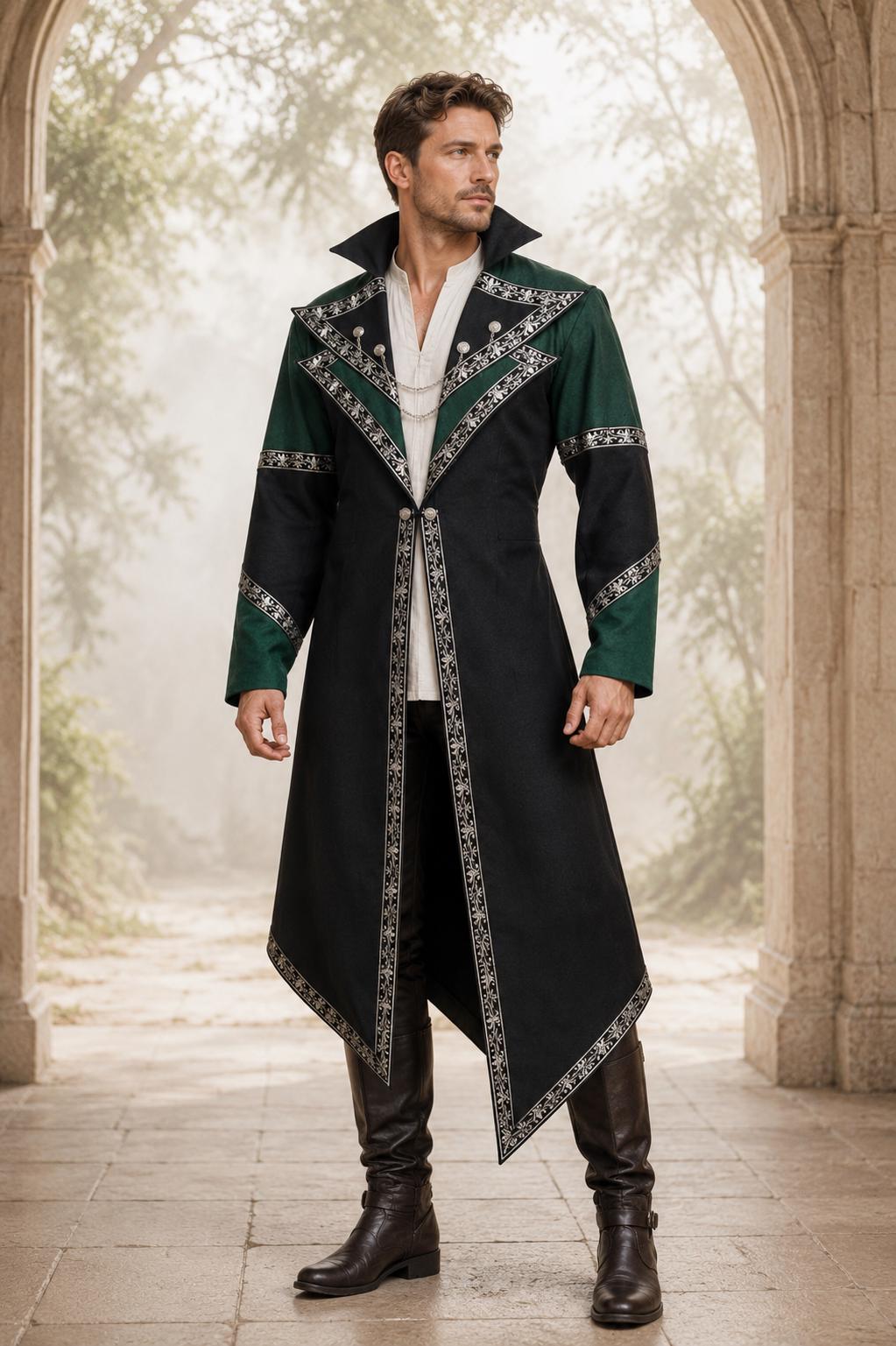 ファンタジージャケット、ゴシックフロックコート、戦士の制服、コート