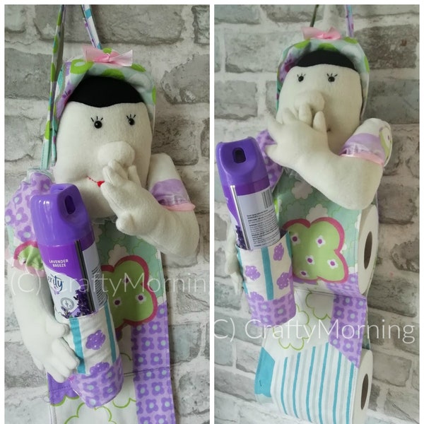 PDF DOWNLOADABLE PATTERN: Funny Lady Holding Nose Toilet Paper Roll & Air Freshener Holder