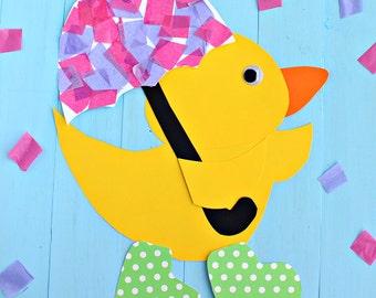 Plantilla para manualidades de pato para días lluviosos