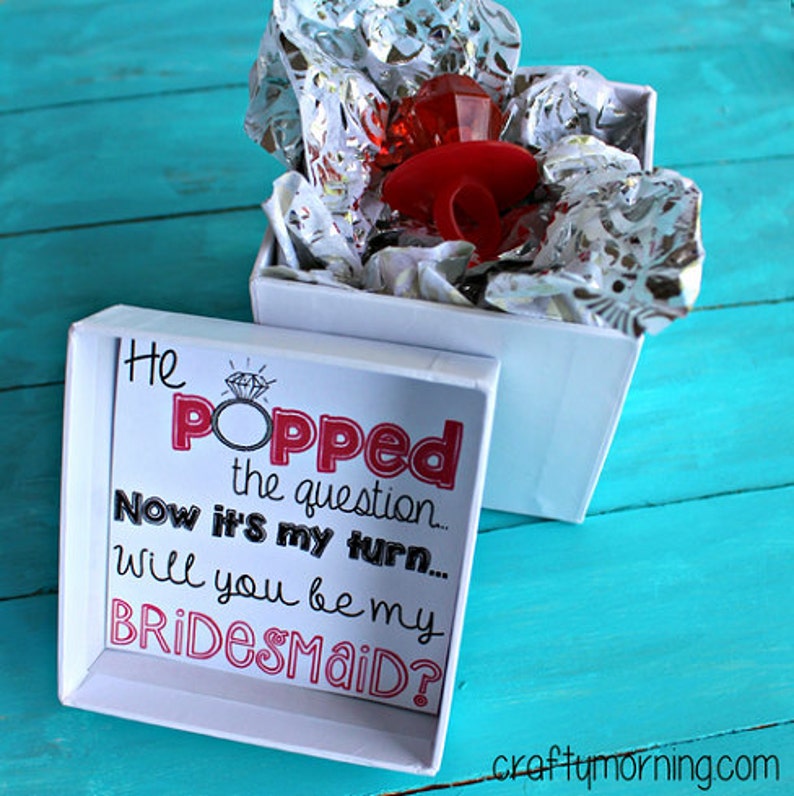 Dark Red He Popped the Question Bridesmaid/Maid of Honor Tags image 3