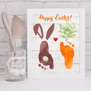 Hoppy Easter Bunny and Carrot Footprint Printable PDF