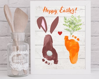 PDF imprimible con huella de zanahoria y conejito de Pascua de lúpulo