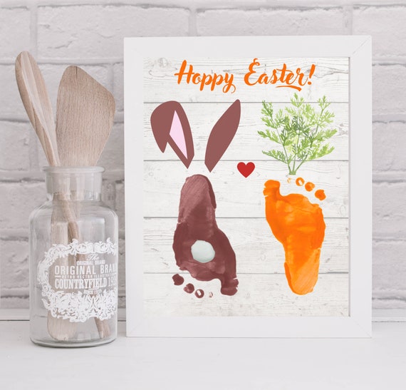 Hoppy Easter Bunny and Carrot Footprint Printable PDF Etsy