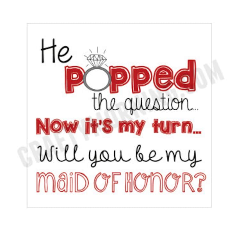 Dark Red He Popped the Question Bridesmaid/Maid of Honor Tags image 1