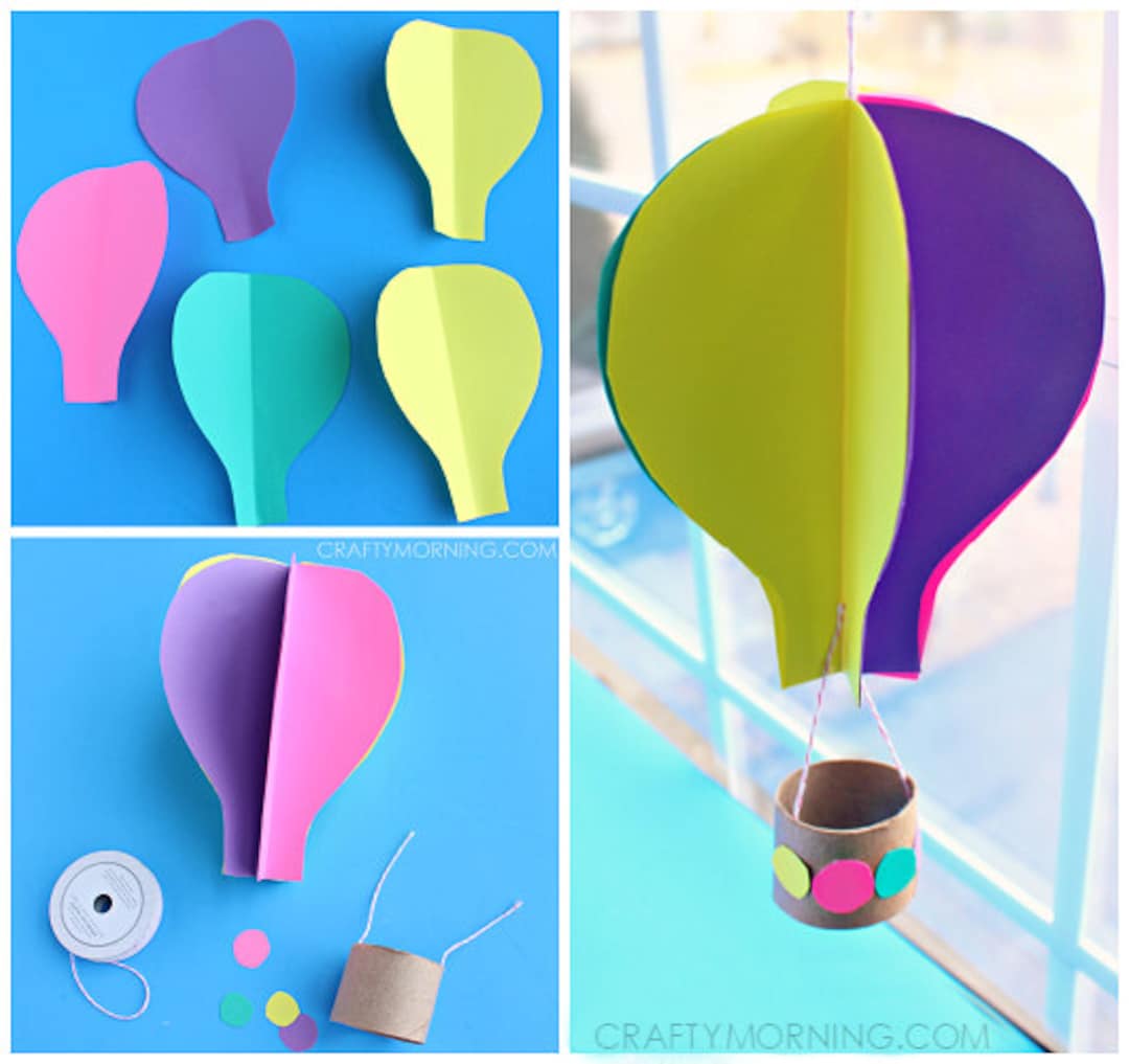 3D Spinning Hot Air Balloon Craft Template Etsy