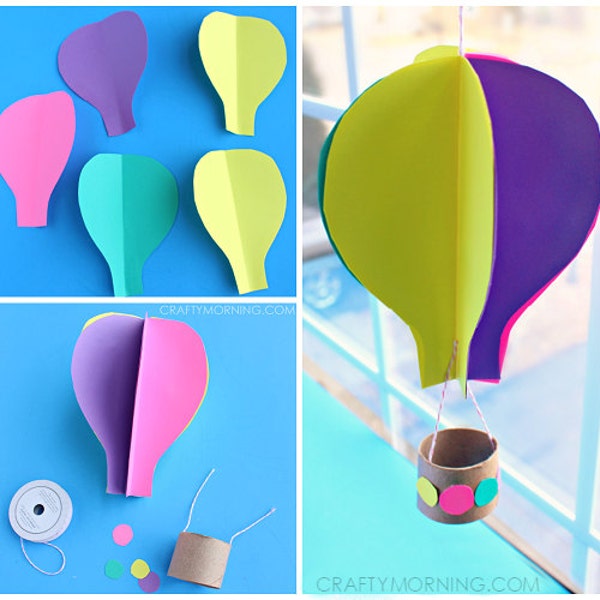 3D Spinning Hot Air Balloon Craft Template