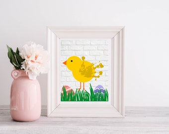 Huella de la mano del pollito de Pascua imprimible