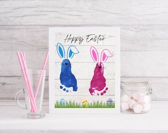 PDF Imprimible de Orejas de Conejito de Pascua con Hierba y Huevos de Pascua