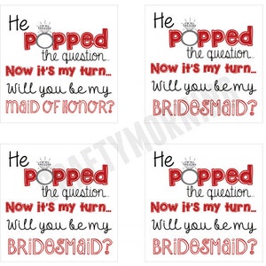 Dark Red He Popped the Question Bridesmaid/Maid of Honor Tags image 2