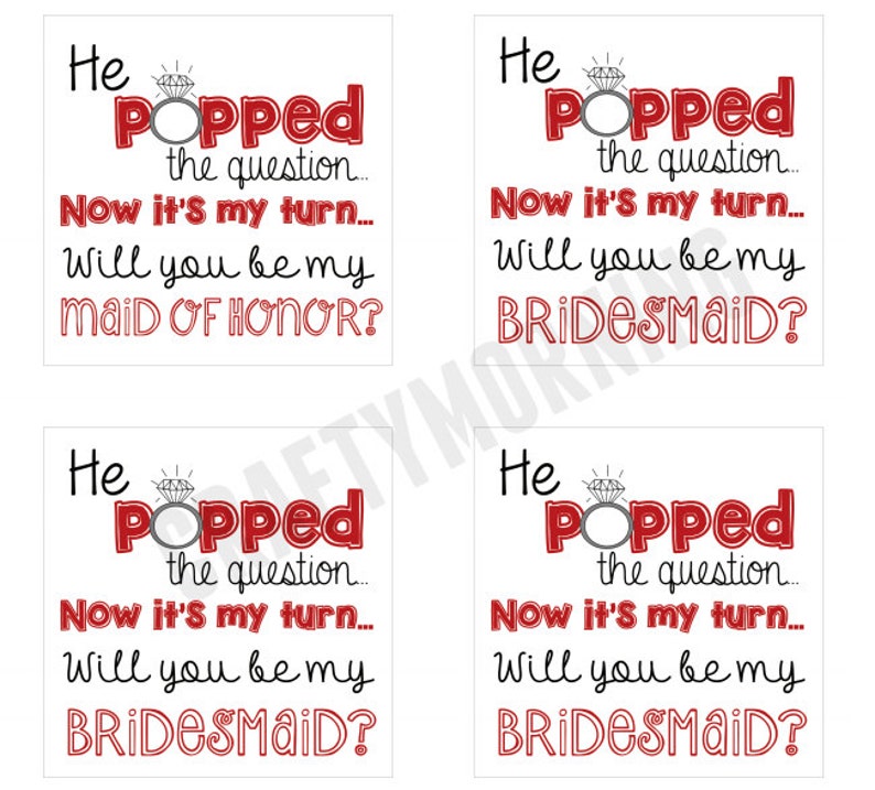 Dark Red He Popped the Question Bridesmaid/Maid of Honor Tags image 2