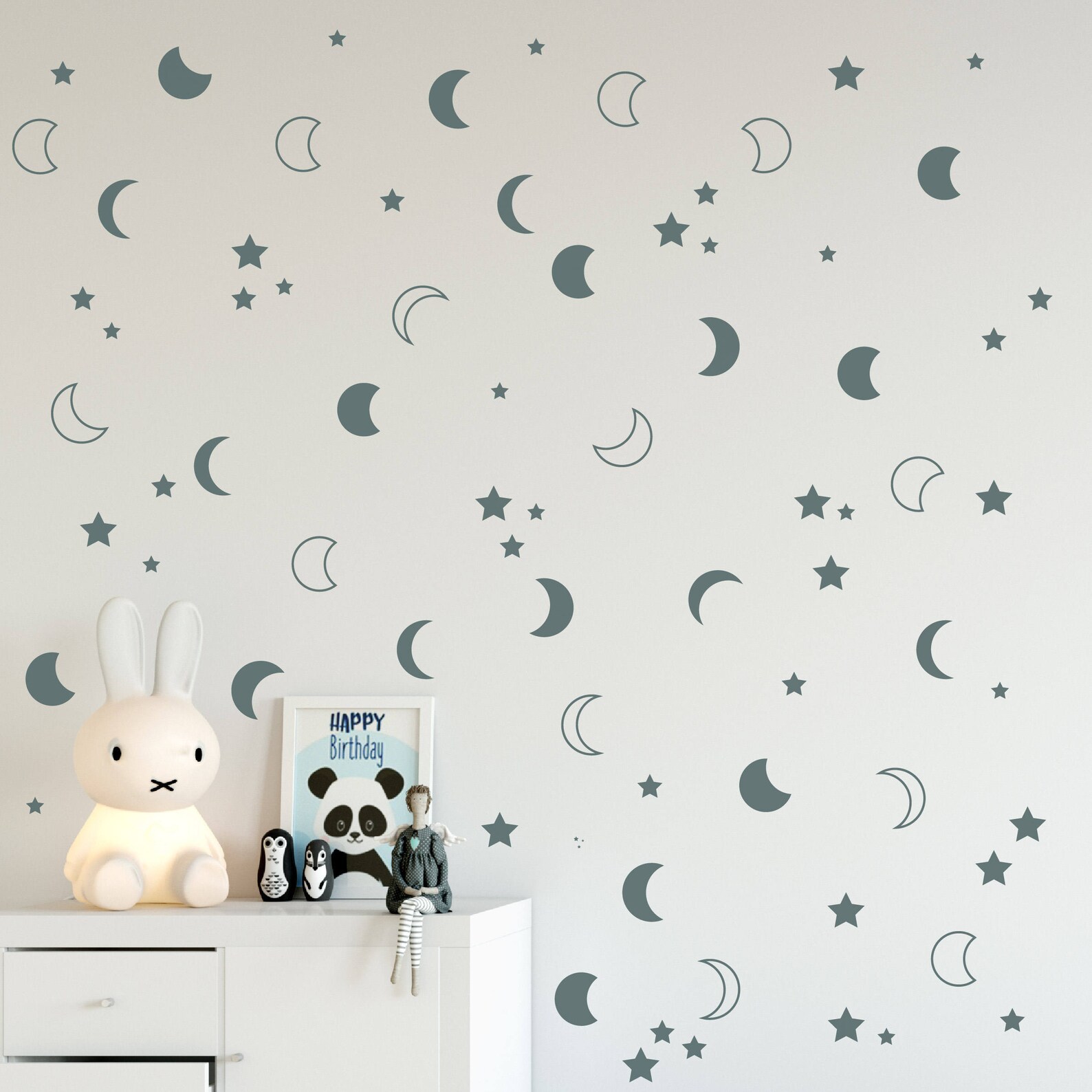 Moon and stars wall decals Crescent moon wall decor Nursery Etsy