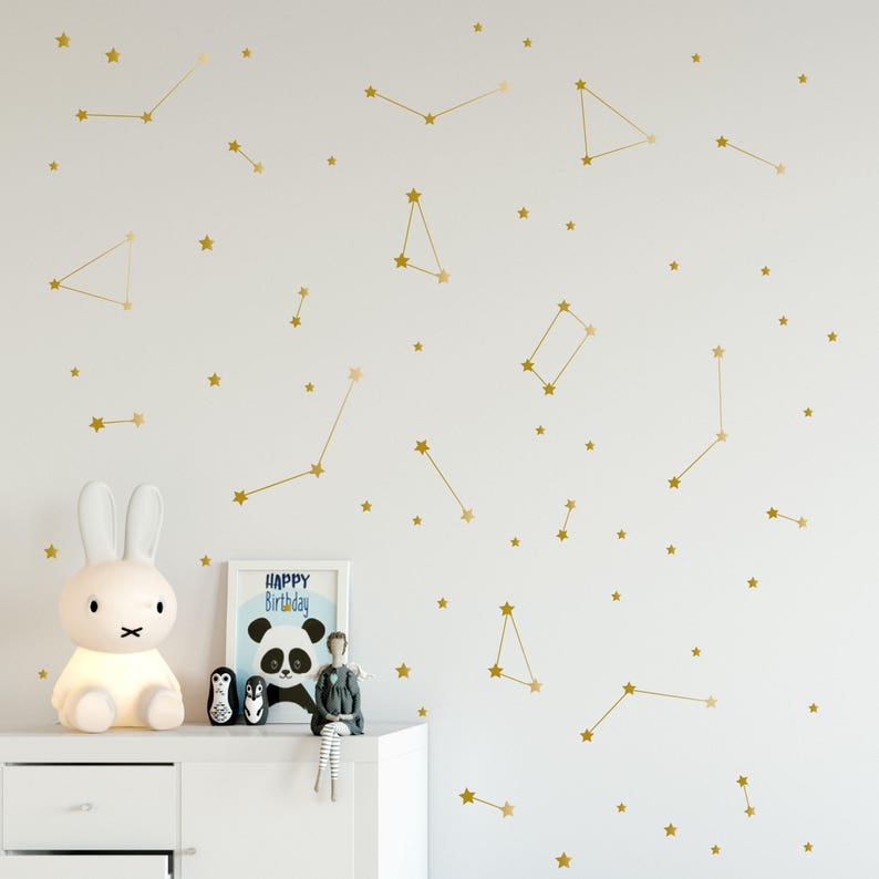 Constellation Wall Decal Zodiac Astronomy Stickers Gold Etsy