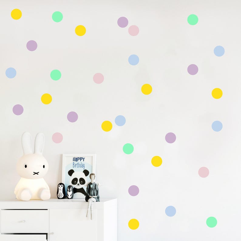 pastel dots wall decals vinyl dot stickers rainbow confetti | etsy