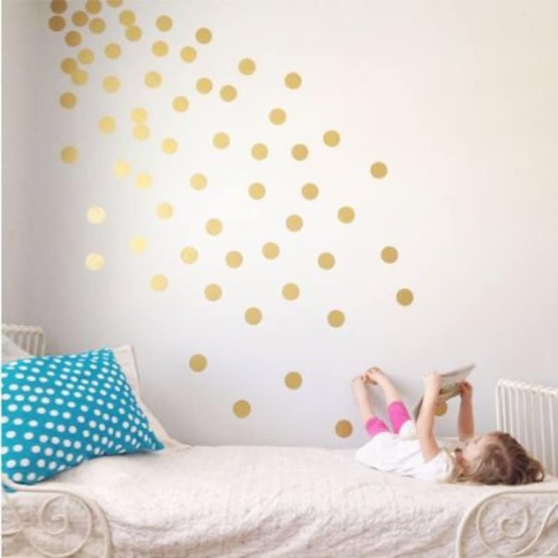 polka dot wall decal gold dots decals confetti stickers | etsy