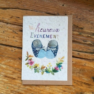 Carte de naissance garçon, carte à planter heureux événement, carte à planter faire-part, naissance, carte à semer, les cartes de Lulu