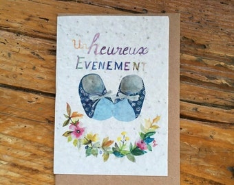 Cartão de nascimento de menino, cartão de plantio de evento feliz, cartão de plantio de anúncio, nascimento, cartão de semeadura, cartões de Lulu