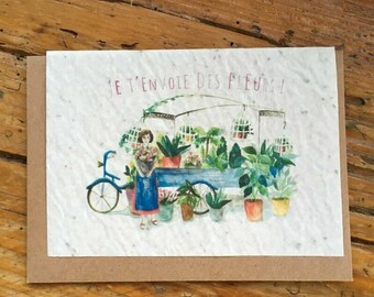Card to plant flowers, field flowers card, flower illustration, watercolor florist, Delphine Balme, Lulu's cards, sowing card