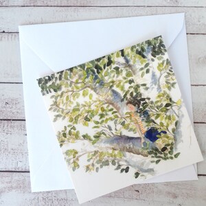 Petite carte postale carrée, illustration enfant aquarelle, carte postale, illustration jeunesse