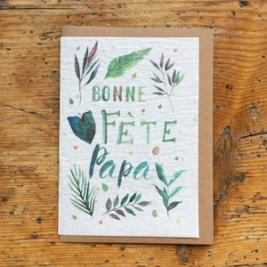 Cartão para plantar, cartão de feliz aniversário, feliz dia dos pais, cartão de semeadura, cartão de sementes, cartões de Lulu, Delphine Balme, cartão de ilustração